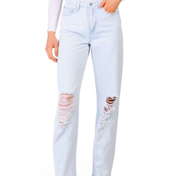 WeWoreWhat Mid Rise Distressed Light Wash Jeans - Picture 1 of 7